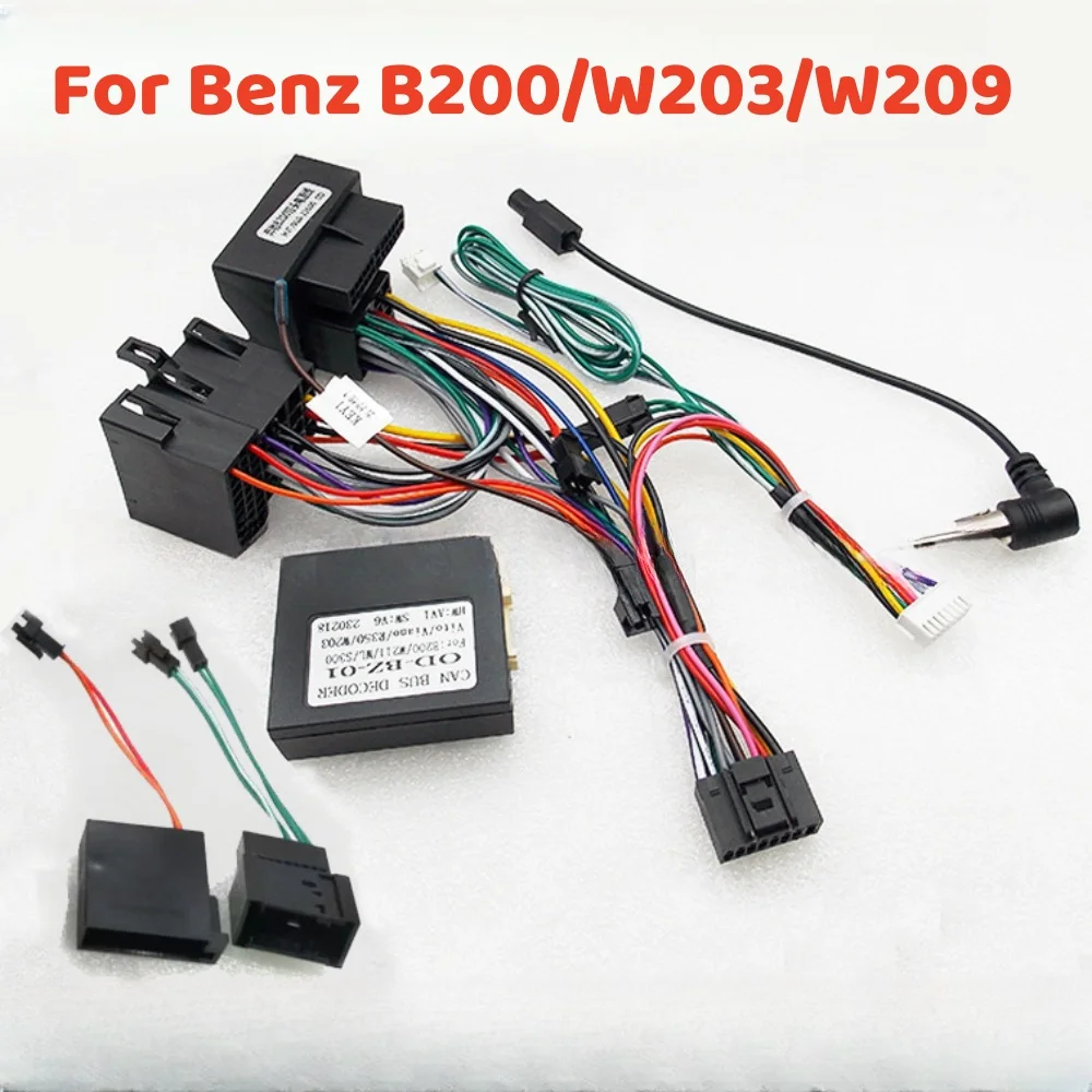 

16 Pin Car Wire Harness Adapter Canbus Box Decoder For Benz B200 /W203/W209 2004-2012 Android 2 Din GPS Radio Power Cable