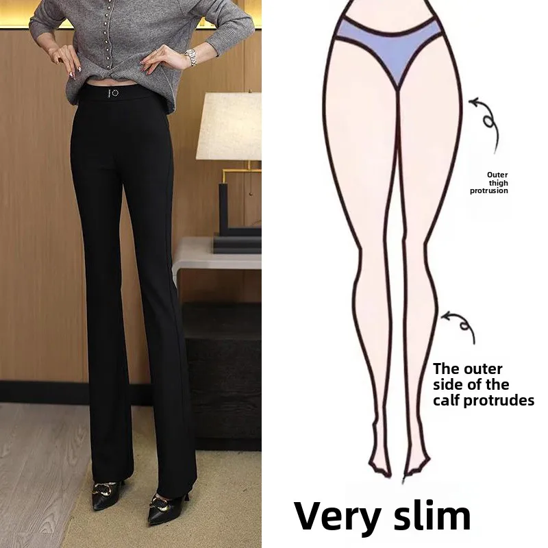 

Модные женские брюки-клеш с высокой талией, весенне-летние, повседневные, свободного кроя, эластичные, струящиеся, стройнящие, длинные брюки