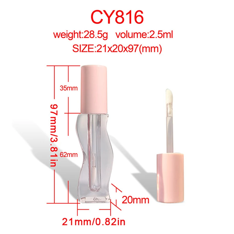 Linhas onduladas Lip Gloss Tubes, Batom Líquido Vazio Lip Glaze Tube, Recipiente de Embalagem Cosmética Recarregável, 2.5ml