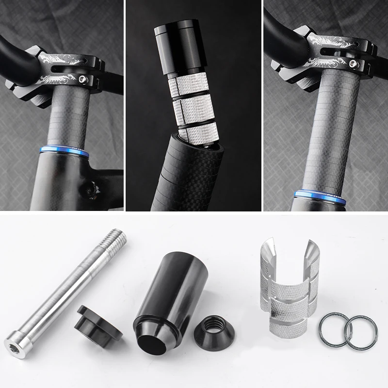 Bicycle Handlebar Stem Extender for Glossy Carbon Fiber Alloy Steel Fork MTB Road BMX Bicycle Fork Hidden Riser Adapter