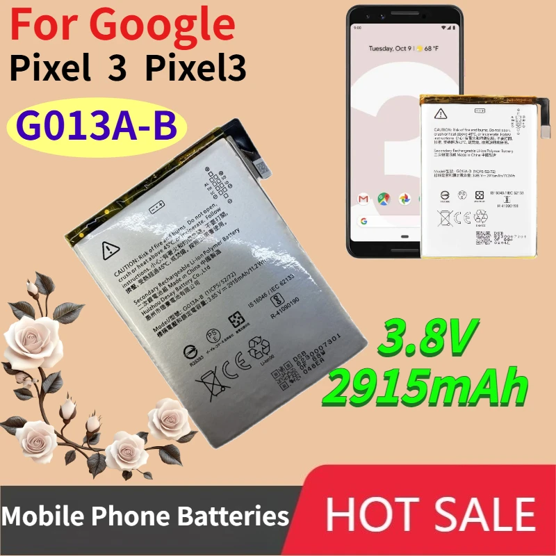 

G013A-B 2915mAh 3.8V Mobile Phone Batteries for Google Pixel 3 Pixel3 Replacement Lithium Battery +Tools