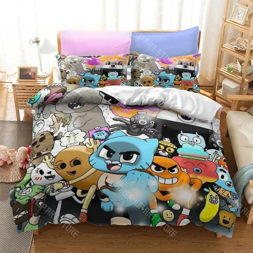 3D Printed Amazing World Gumball Bedding Set for Boys Girls Duvet Cover Pillowcase Twin Queen King Full Single Double Sizes