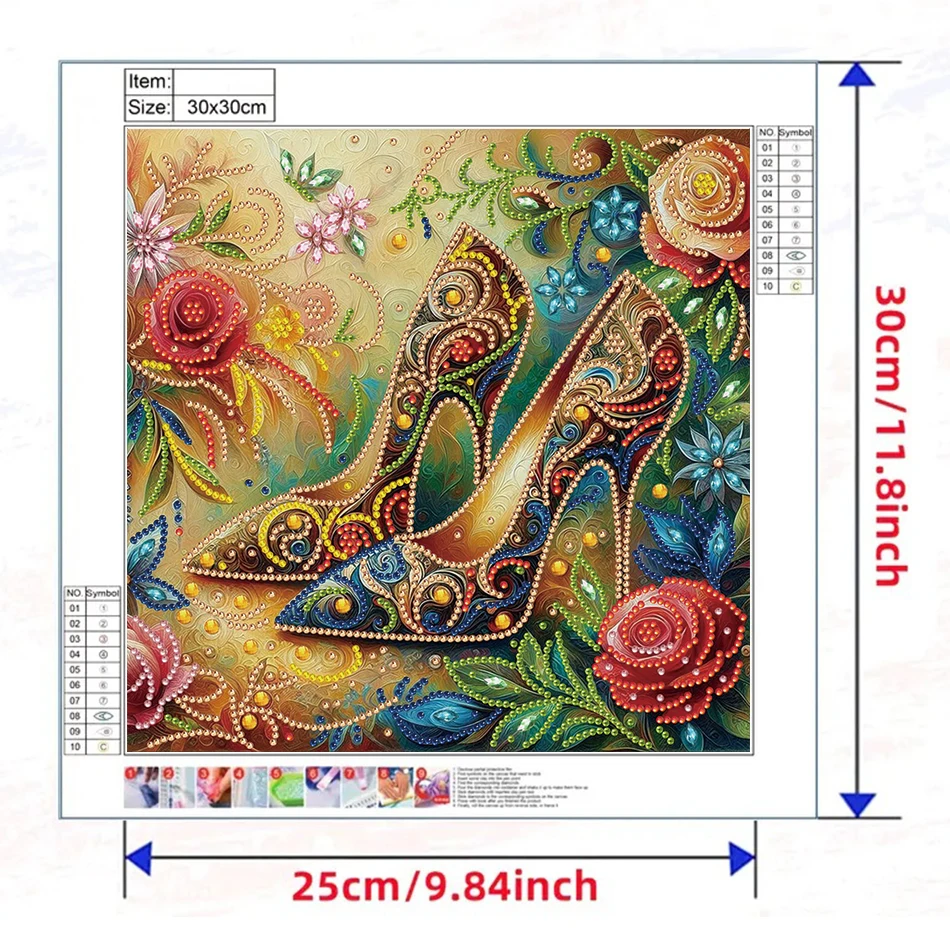 RUOPOTY-Pintura Diamante com Cristais Especiais, Salto Alto, Strass, 5D Diamond Art Kit, Agulha Arts Craft, Ponto Cruz DIY Set, Presente