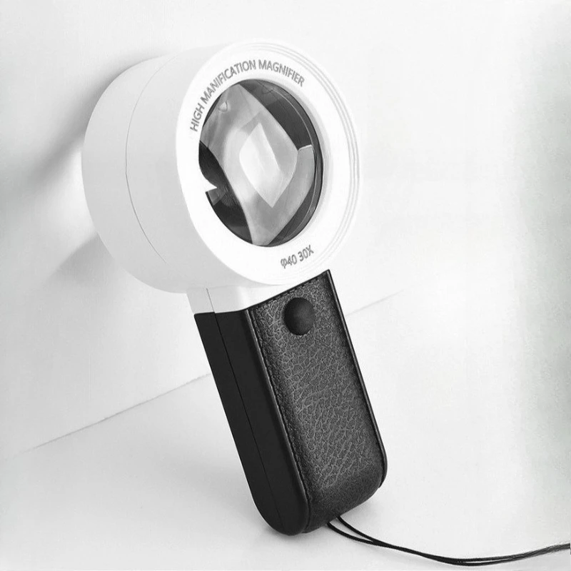 Mini High Definition Handheld Magnifying Glass with Dual Optical Glass Lenses and LED Lights for Reading Jewelry Identification