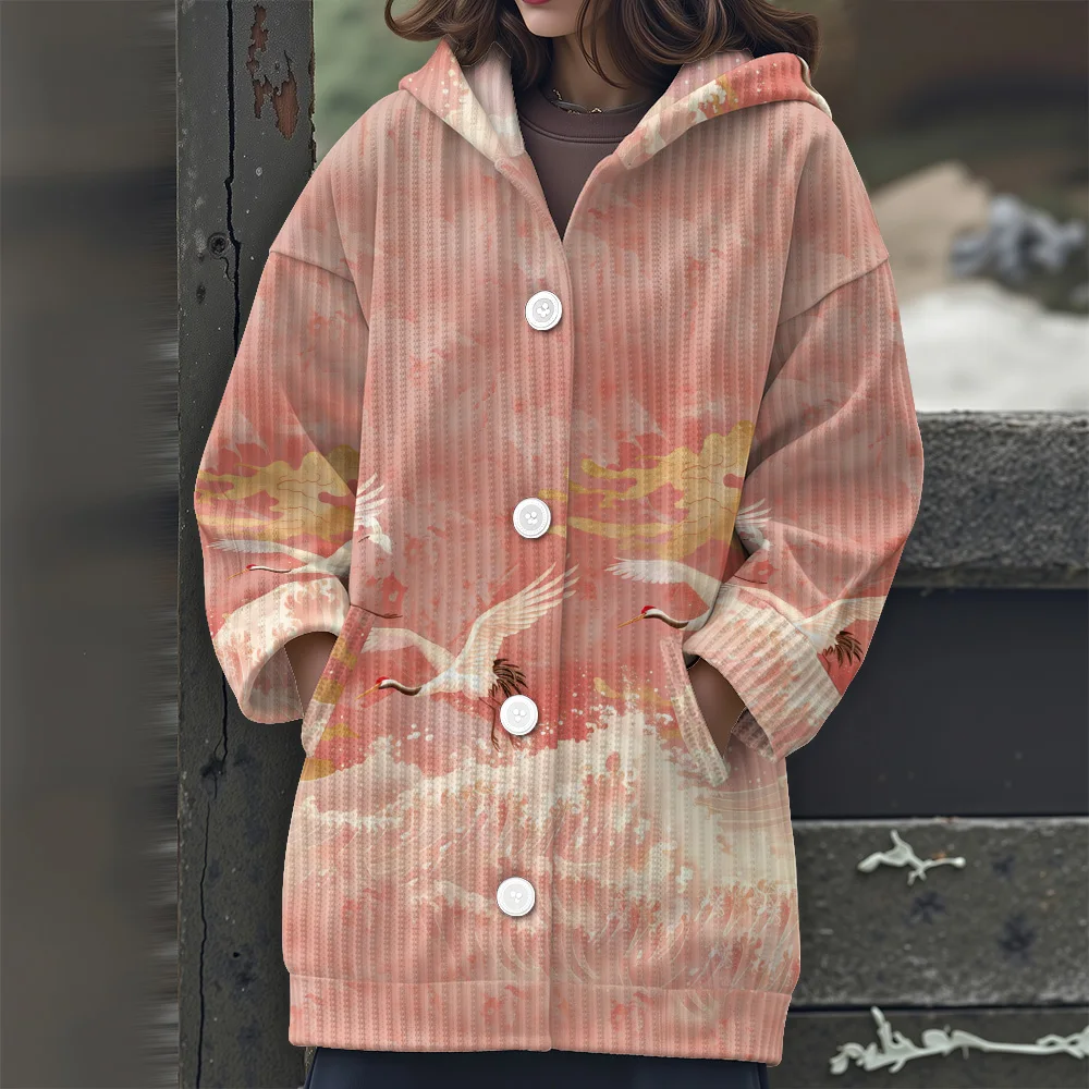 2025 New Women's Long Sleeve Hooded Sweater Casual Retro Fashion Knit Tunic Top Oversize Pullovers Streetwear