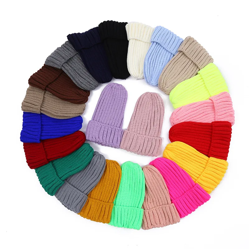 Autumn And Winter New Model Women's Fashionable Keep Warm Pointed Caps Men's Versatile Monochrome Rolled Edge Casual Knitted Hat