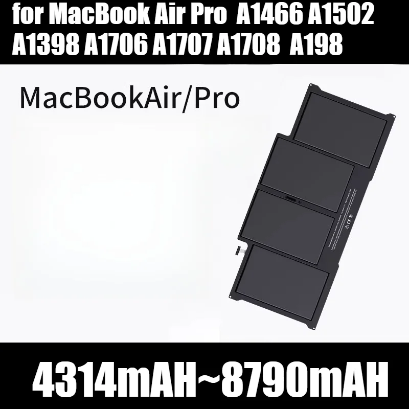 8790mAh High Capacity Li-Polymer Battery for MacBook Air Pro Laptop Compatible with A1466 A1502 A1398 A1706 A1707 A1708  A1989