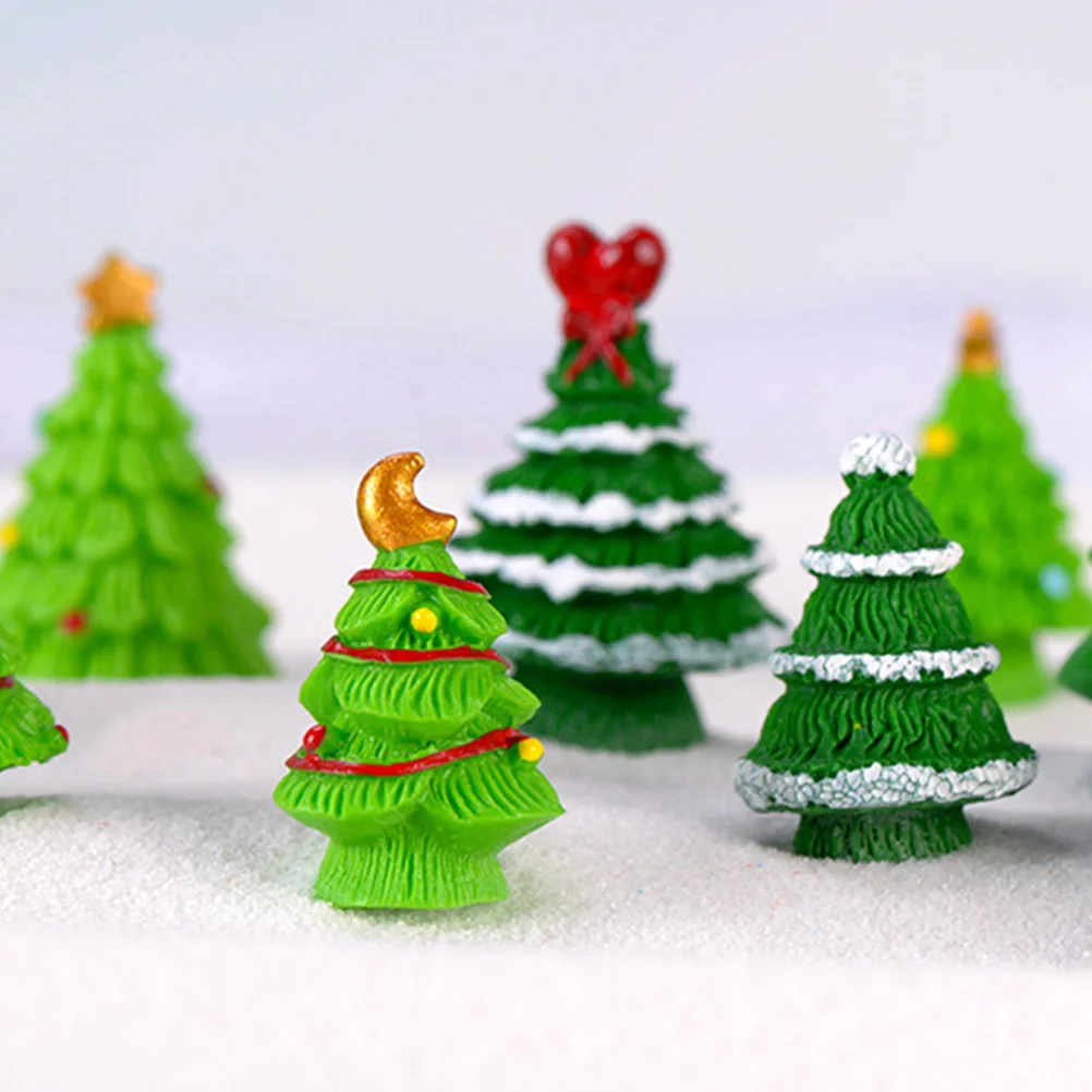

40Pcs Craft Christmas Tree Resin Decoration Mini Landscape Ornament for Desktop Home Garden Festive Scene Accessory
