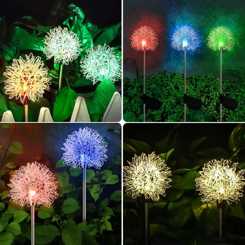 

Solar Viewing Lights Dandelion Modern Simple Outdoor Garden Courtyard Dandelion Aluminum Wire Ball Lamp Villa Lawn Decoration