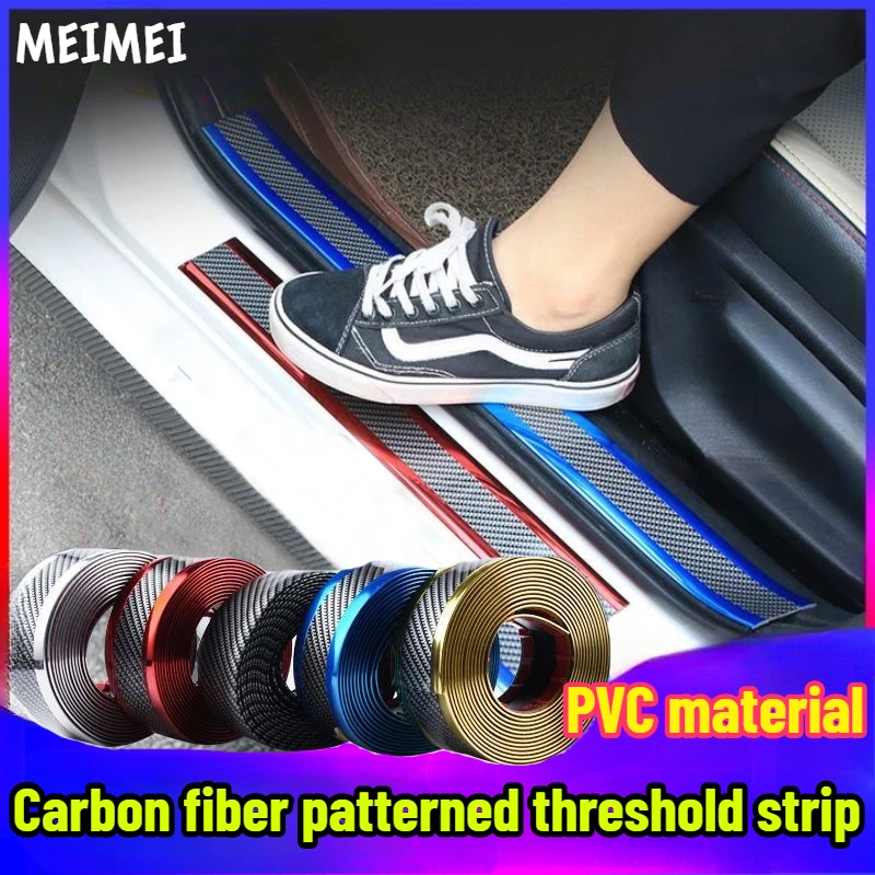 

Car Threshold Protection Rubber Strip, Carbon Fiber Scratch Resistant Sticker, Threshold Bumper Film, Car Decoration Accessories