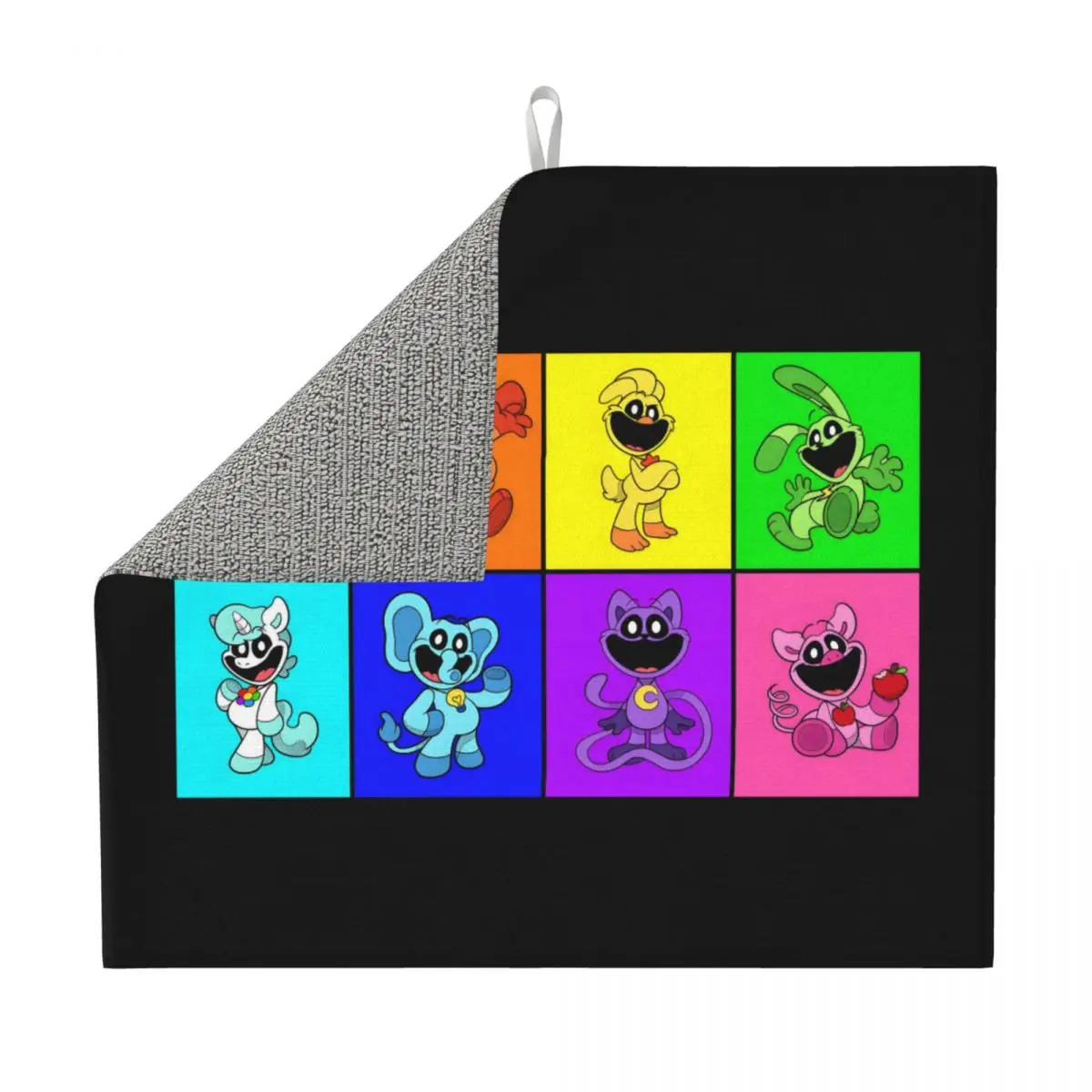 Custom Colorful Smiling Big Mouth Critters Group Drying Mat for Kitchen Quick Dry Scarry Animated Game Microfiber Drainer Pads