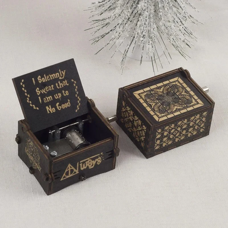 New Style Harries Music Box Wooden Hand-cranked Retro Potters Music Box Children\'s Birthday Gift Surprise Gift for Couples