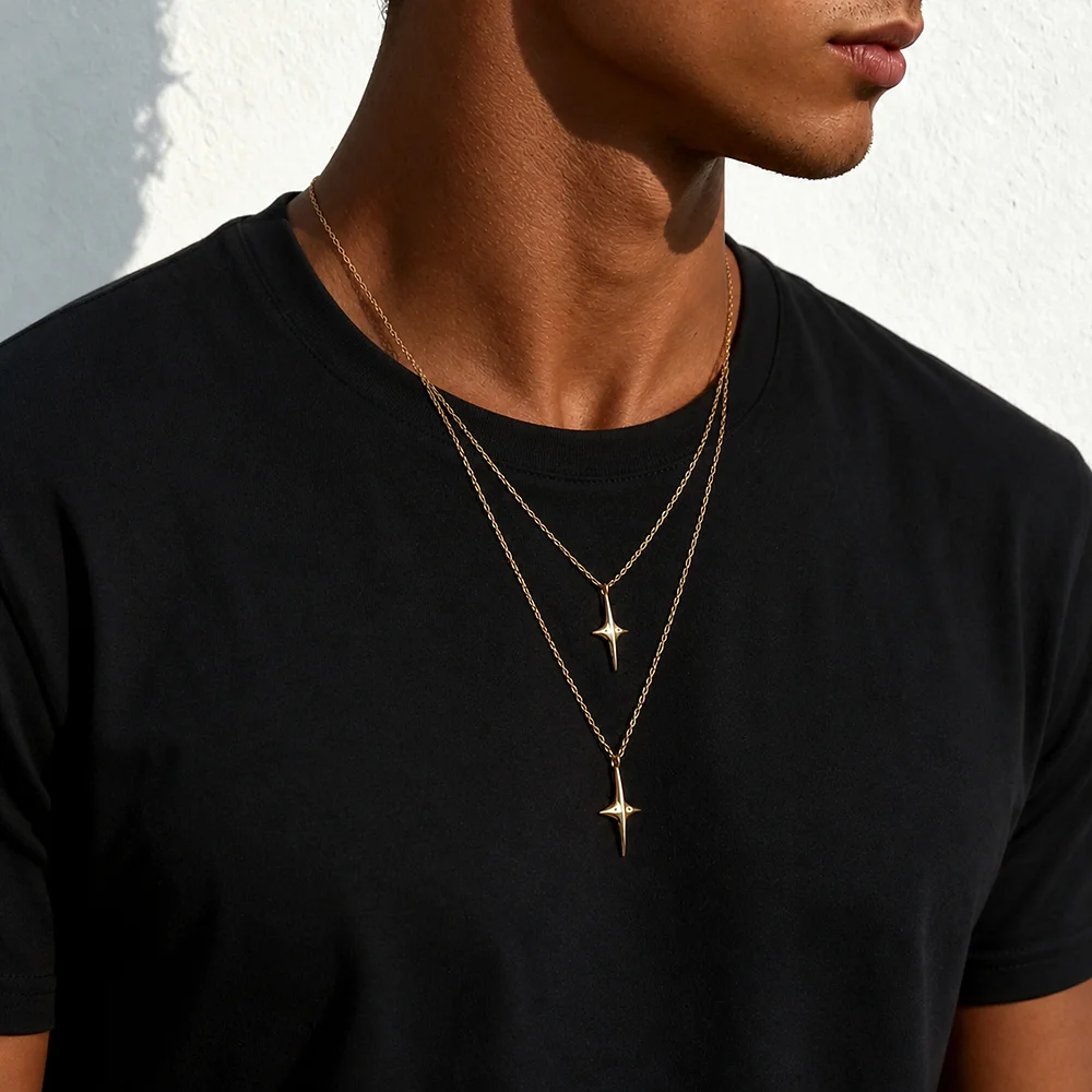 Einfache Herren-Halskette mit quadratischem silberfarbenem Edelstahl-Anhänger, Retro-Schlangenkette, Hip-Hop-Schmuck, Damen-Halskette, Accessoire – Detail 1