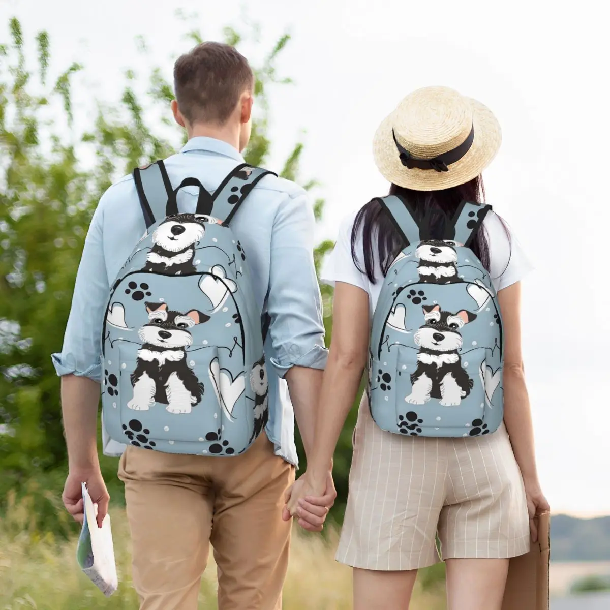Love Black And White Miniature Schnauzer Backpack Hot Sale Daypack Large Capacity BookBag School Bag Shoulder Bags for Men Women
