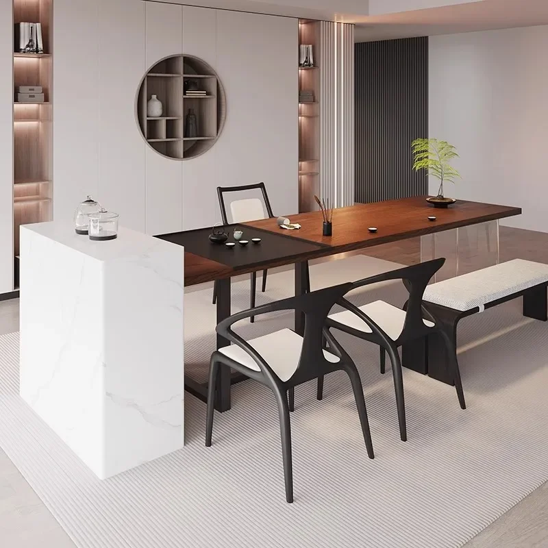 Solid wood tea table with built in kettle, integrated modern simple tea room office tea table