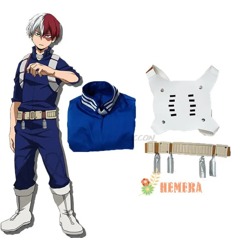 

Anime Boku No Hero Academia Academia Todoroki Shoto men Cosplay Costume Top Pants Belt Halloween Wig XS-XXXL