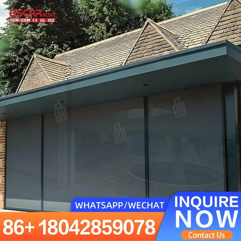 

Windproof Electric Roller Blinds for Outdoor Sunshade Remote Control Zip Track Window Shades Rolling Blind