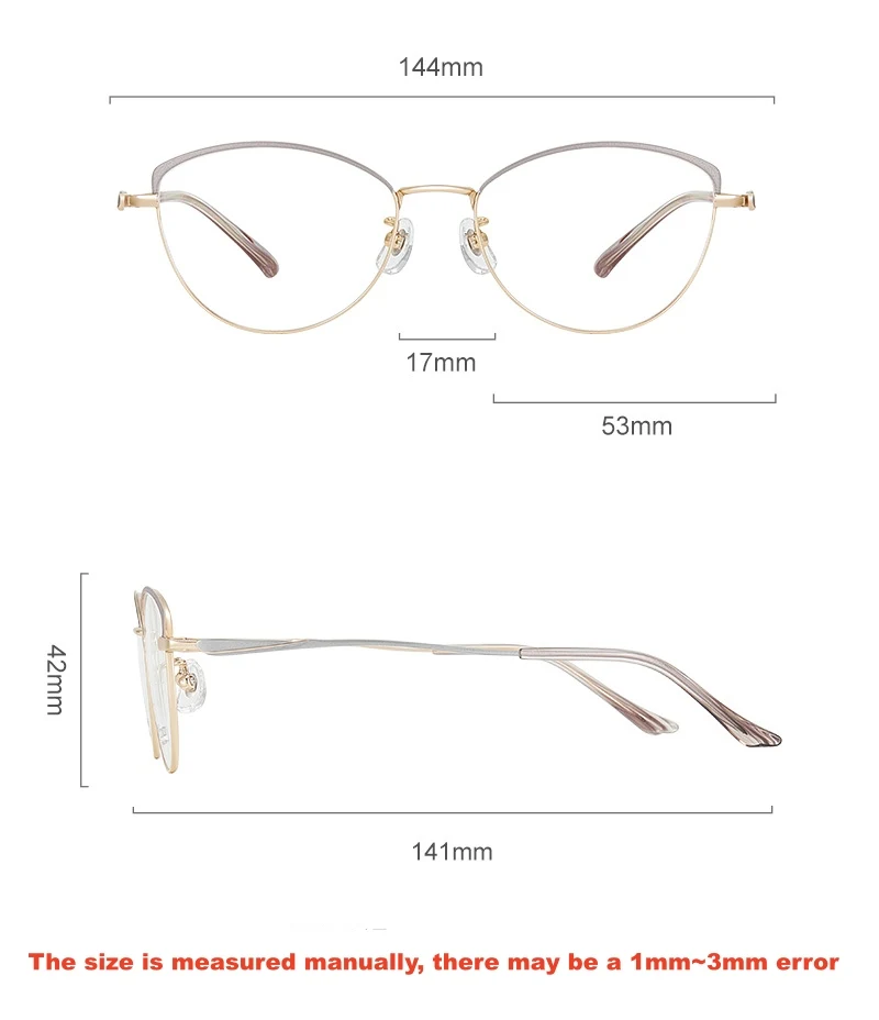 YIMARUILI High-end Luxury Pure Titanium Women's Retro Cat Eye Glasses Ultra Light Fashion Trend Elegant Eyeglasses Frame 6287