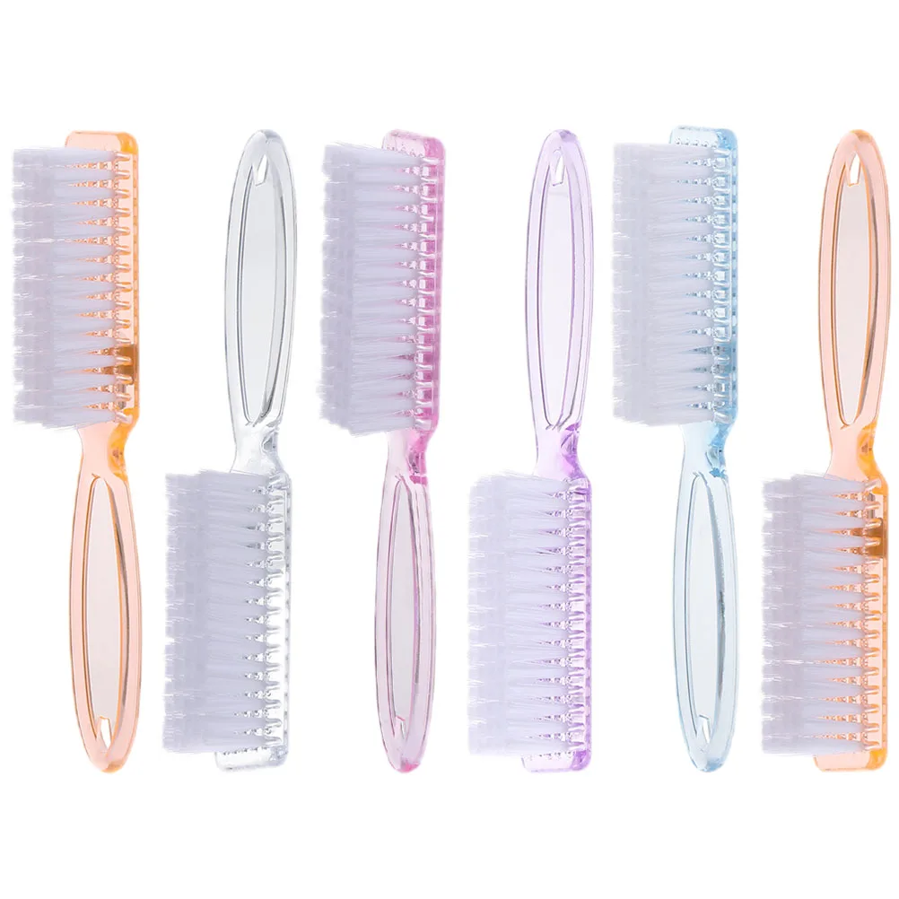 

6pcs Long Handle Nail Cleaning Brush Set Ergonomic Sturdy Durable Manicure Pedicure Kit For Acrylic Nails Dirt Removal Finger