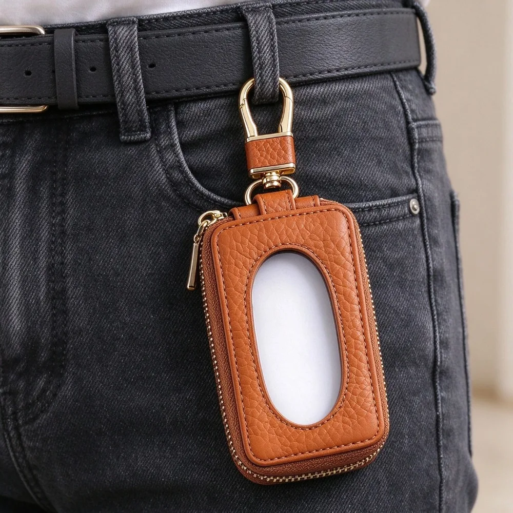 PU Leather Car Key Fob Case Universal Car Key Bag Smart Key Holder Organizer Car Remote Storage Bag Keychain Bag