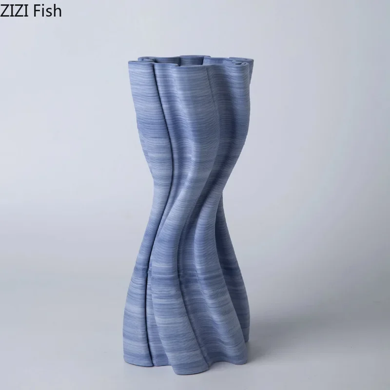 

Blue Stripes Twisted Knot Ceramic Vase Plant Pots Table Decoration Flower Arrangement Creative Floral Vases Room Aesthetic Decor