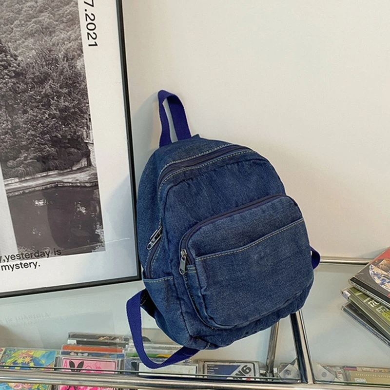 Vintage Denim Backpack School Travel Daypack Shoulder Bags for Teenager Girls