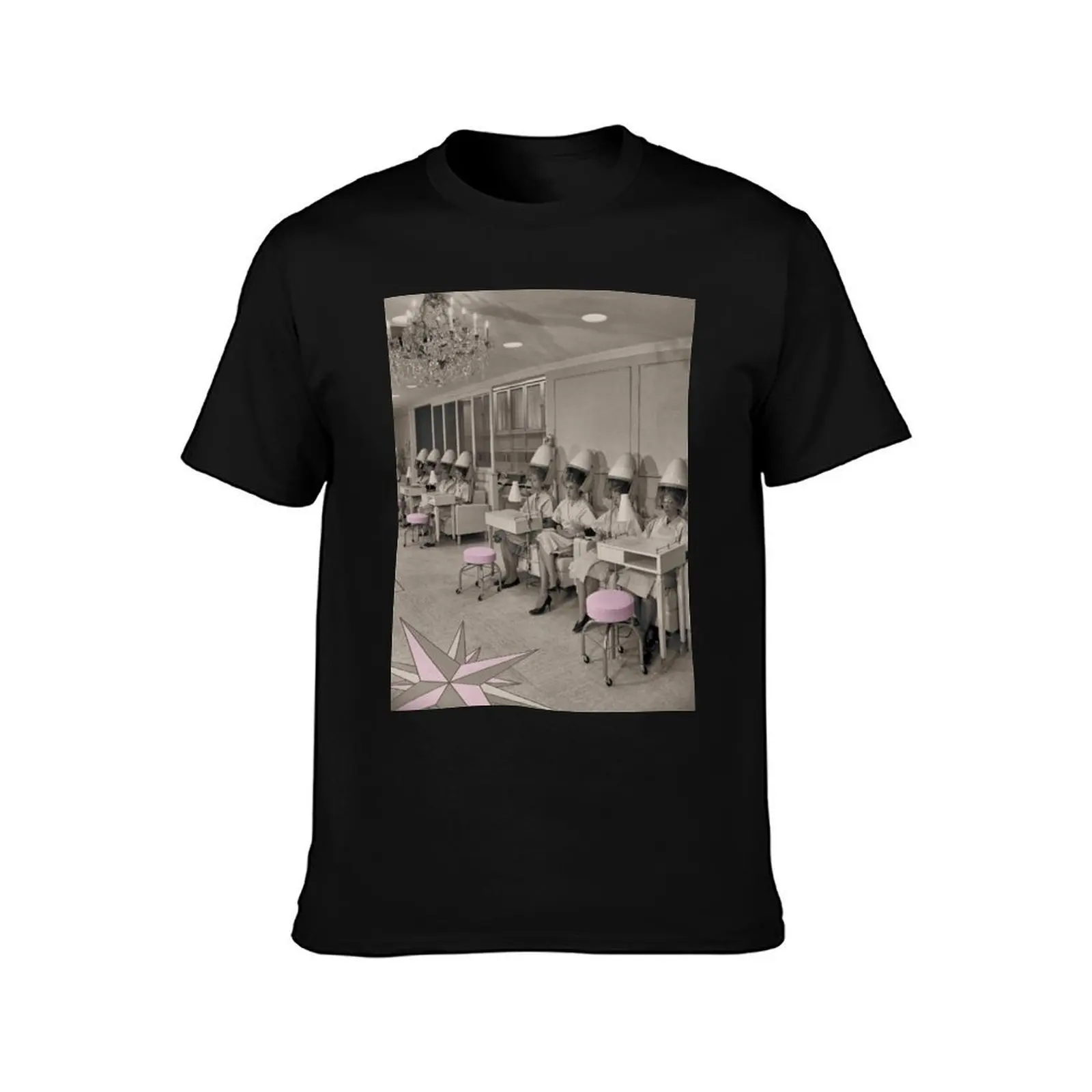 Beauty Day vintage sepia hair salon photo T-Shirt, Summer Casual Cotton Tee, Oversized Streetwear Tops, Vintage Graphic Print