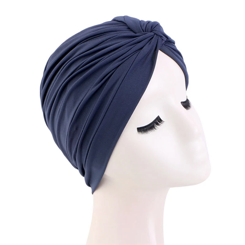 Turban croisé torsadé pour femmes, casquette musulmane, vêtements de sauna, chapeau indien, écharpe de sauna décontractée pour dames, bonnet élastique, accessoires pour cheveux, document solide