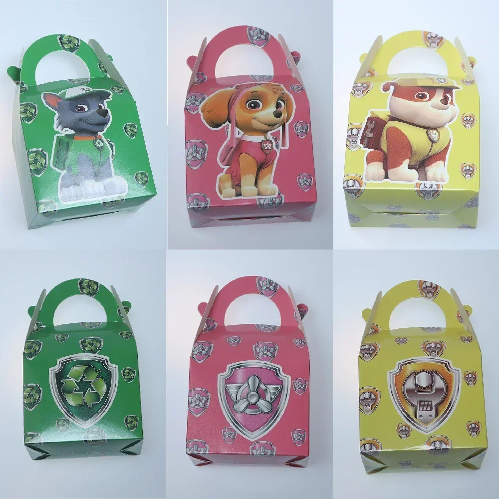 Paw Patrol Bag 6pcs Birthday Bags Candy Box Party Favors Cartoon Dog Skye Disposable Paper Box Boys Girls Baby Shower Supplies view 3