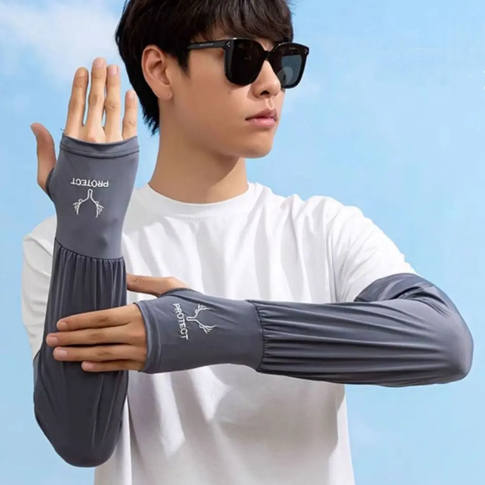 

Anti-UV Ice Silk Sleeves UV Insulation Long-sleeved Glove Sunscreen Sleeve Sun Protection Arm Covers Cycling Gloves Summer