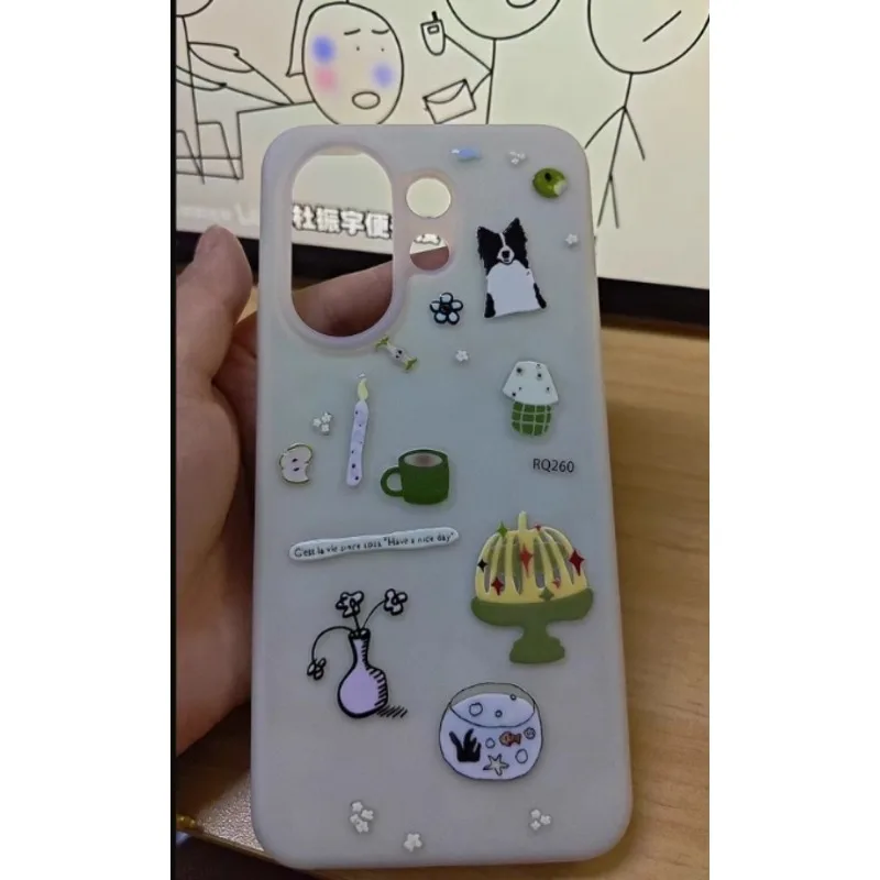 Korean Style Simple Transparent Jelly Stickers Cute Cartoon Small Animal Pet Flower Design Mobile Phone Case Diy