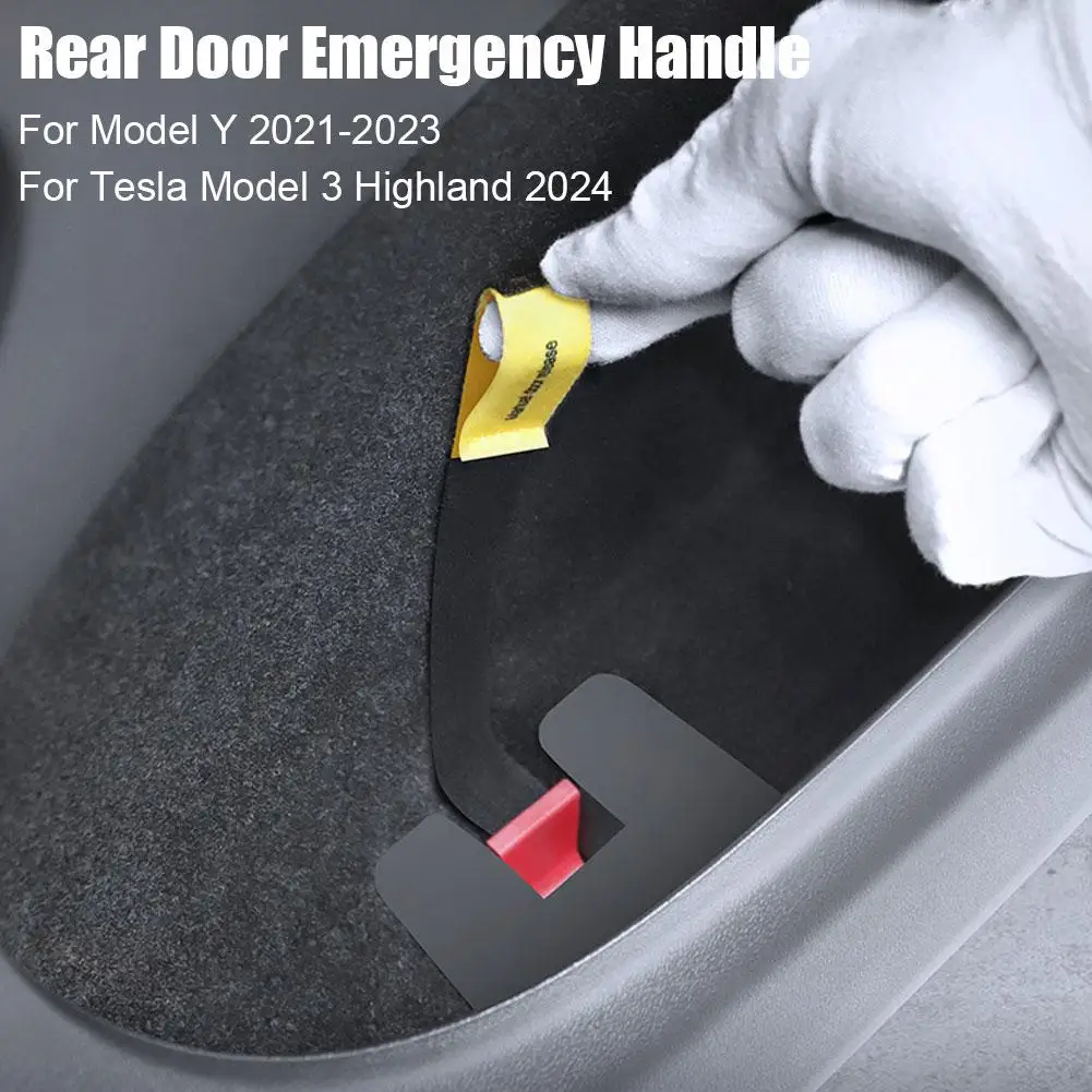 Rear Door Emergencies Safety Pull Rope For Tesla Highland 2024 For Model Y 2021-2023 Emergency Handle Car Accessory 2PCS image 2