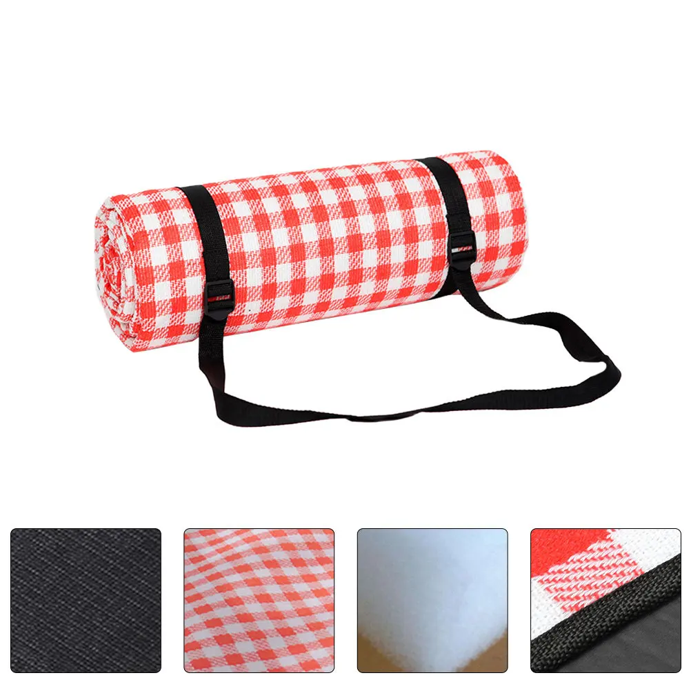 Thickened Picnic Mat Plaid Outdoor Cushion Beach Blanket Bright Color Easy Find Family Friends Perfect for Beach