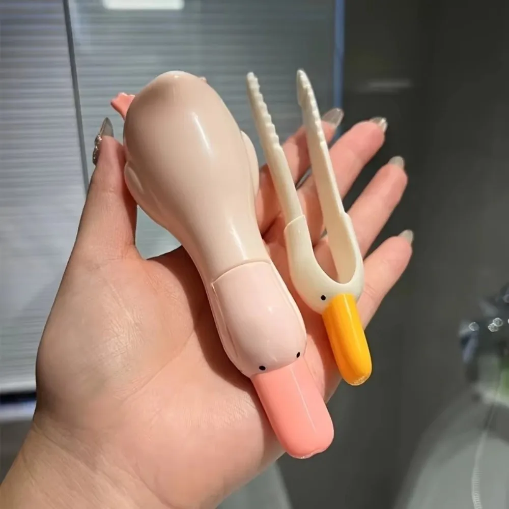 Creative Cartoon Duck-Shaped Hair Catcher Plastic Double Head Garbage Clip Wall Mounted Drain Cleaner Toilet Sewer