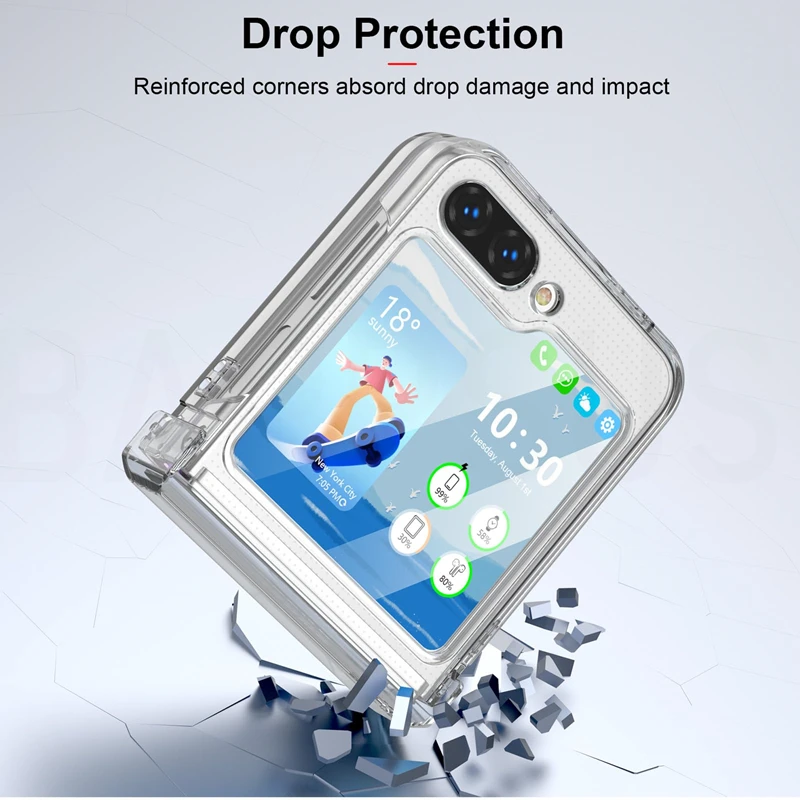 Coque de protection à charnière haute et transparente pour Samsung Galaxy Z Flip5, Flip 5, 5G, coque de téléphone antichoc, coque Funda pour ZFlip5