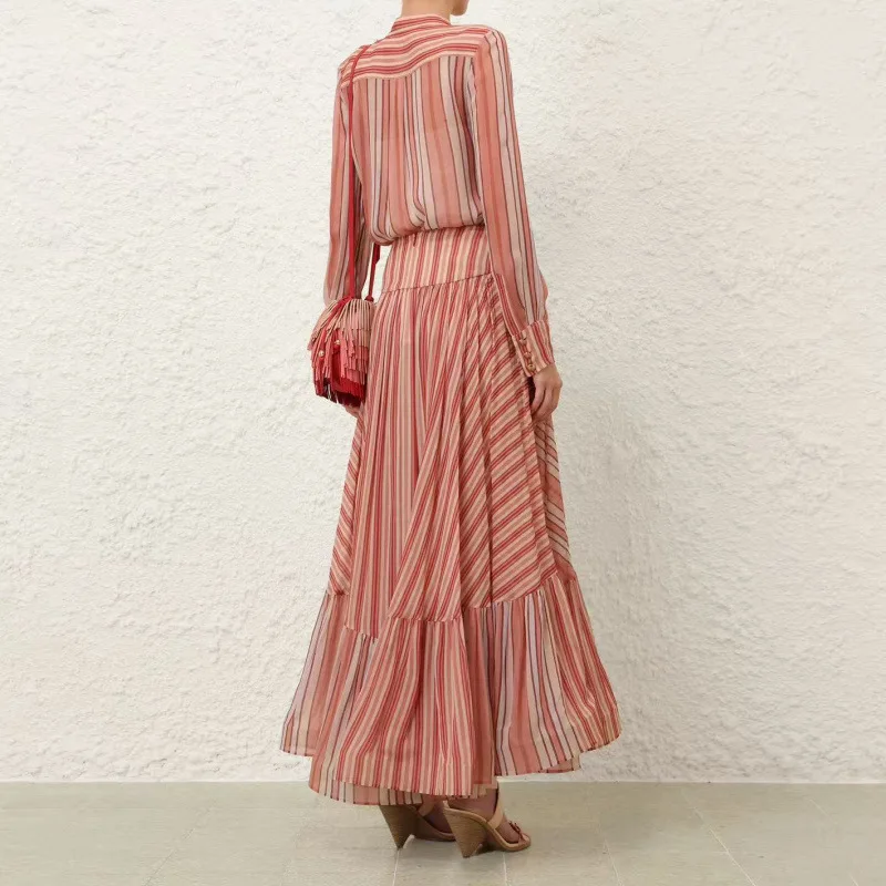 n Sle Slim Fit rayé irt taille élastique t-shirt pièce ensemble femme Faion printemps Collection Thiened Long Sve D...