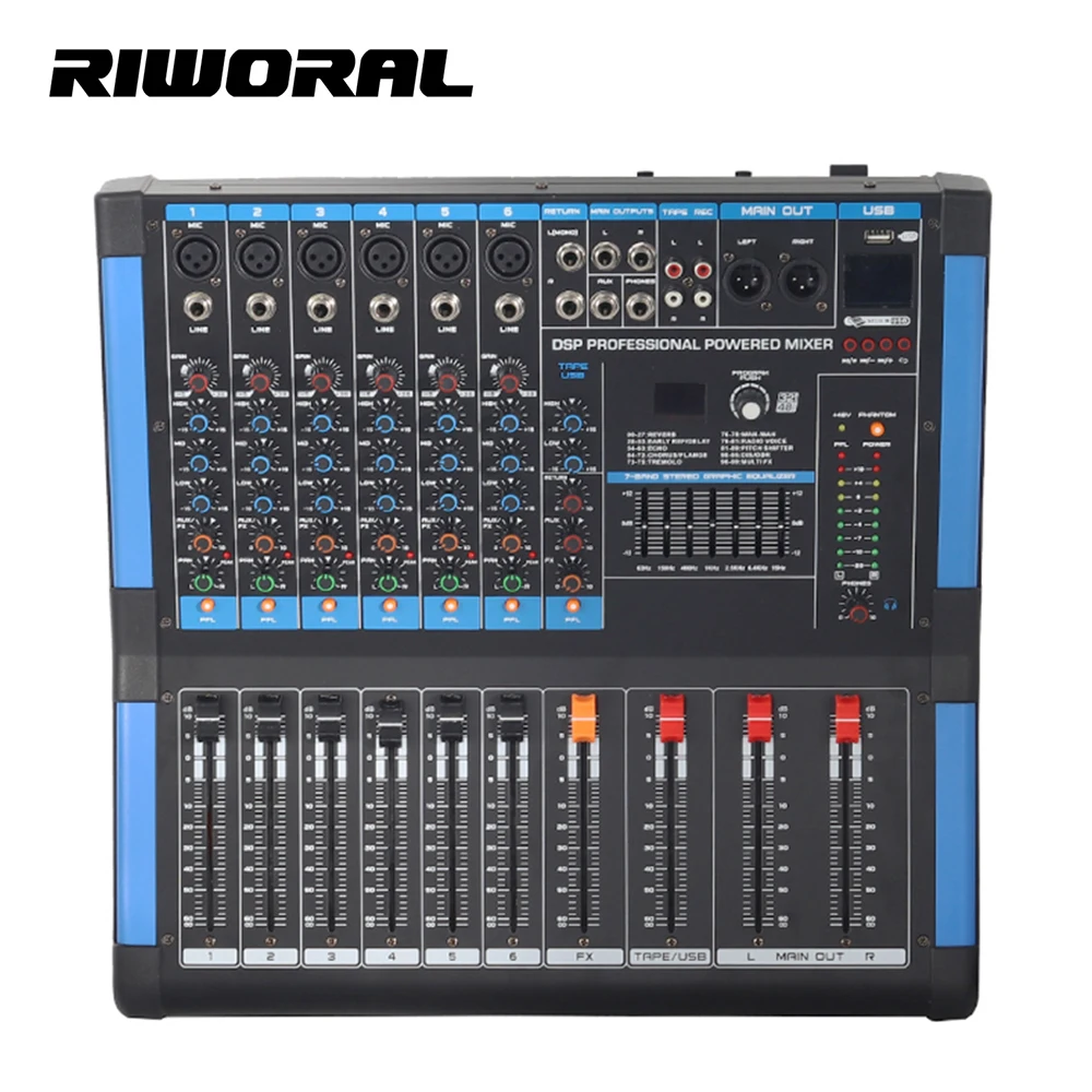 

TC-6D 6 Channel Digital Power Mixer Karaoke Amplifier Mixer Sound System Amplifiers and Speakers Power Mixer