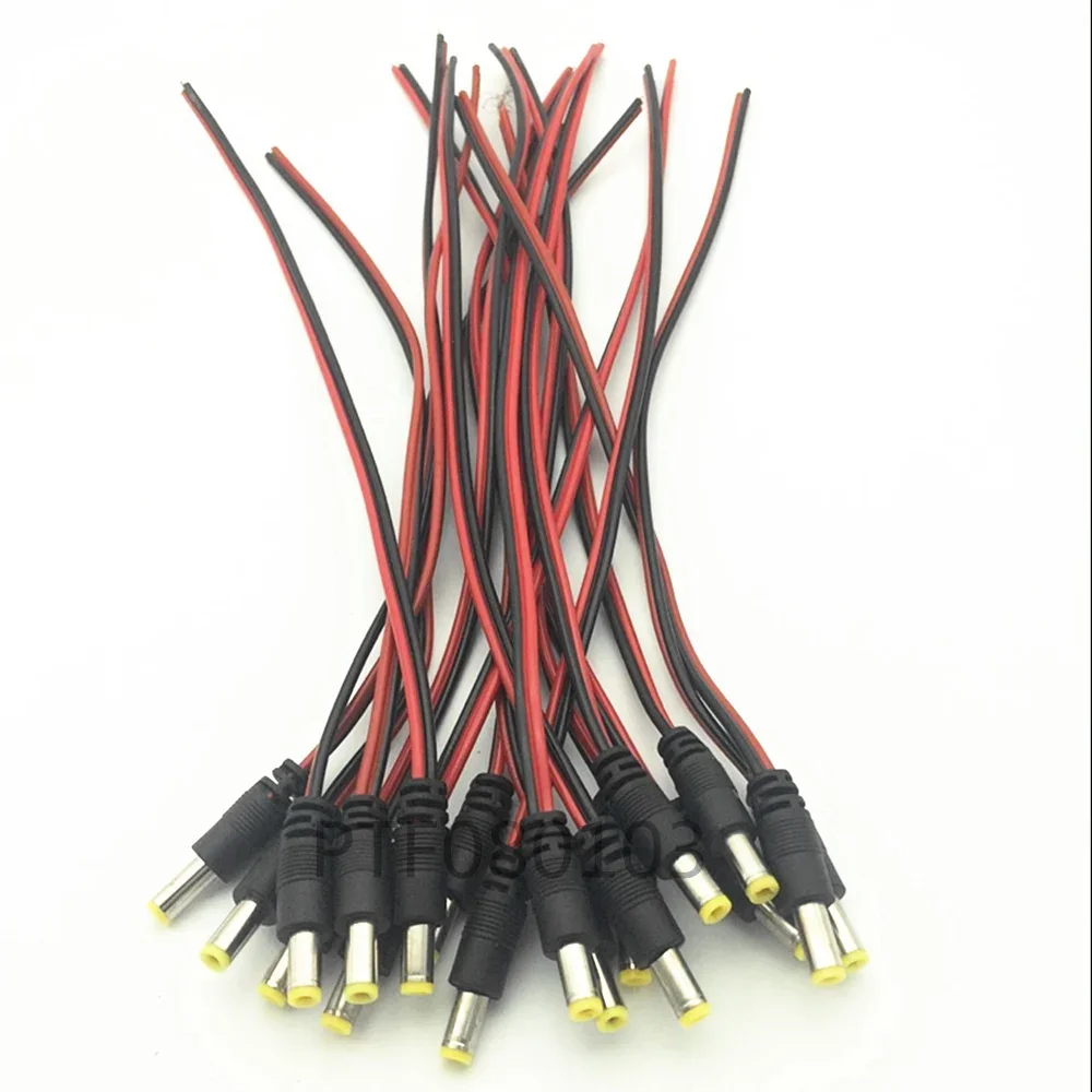 10pcs 5.5x2.1/5.5*2.1 mm Female plug 12V DC Power Pigtail cable jack for CCTV Security Camera connector