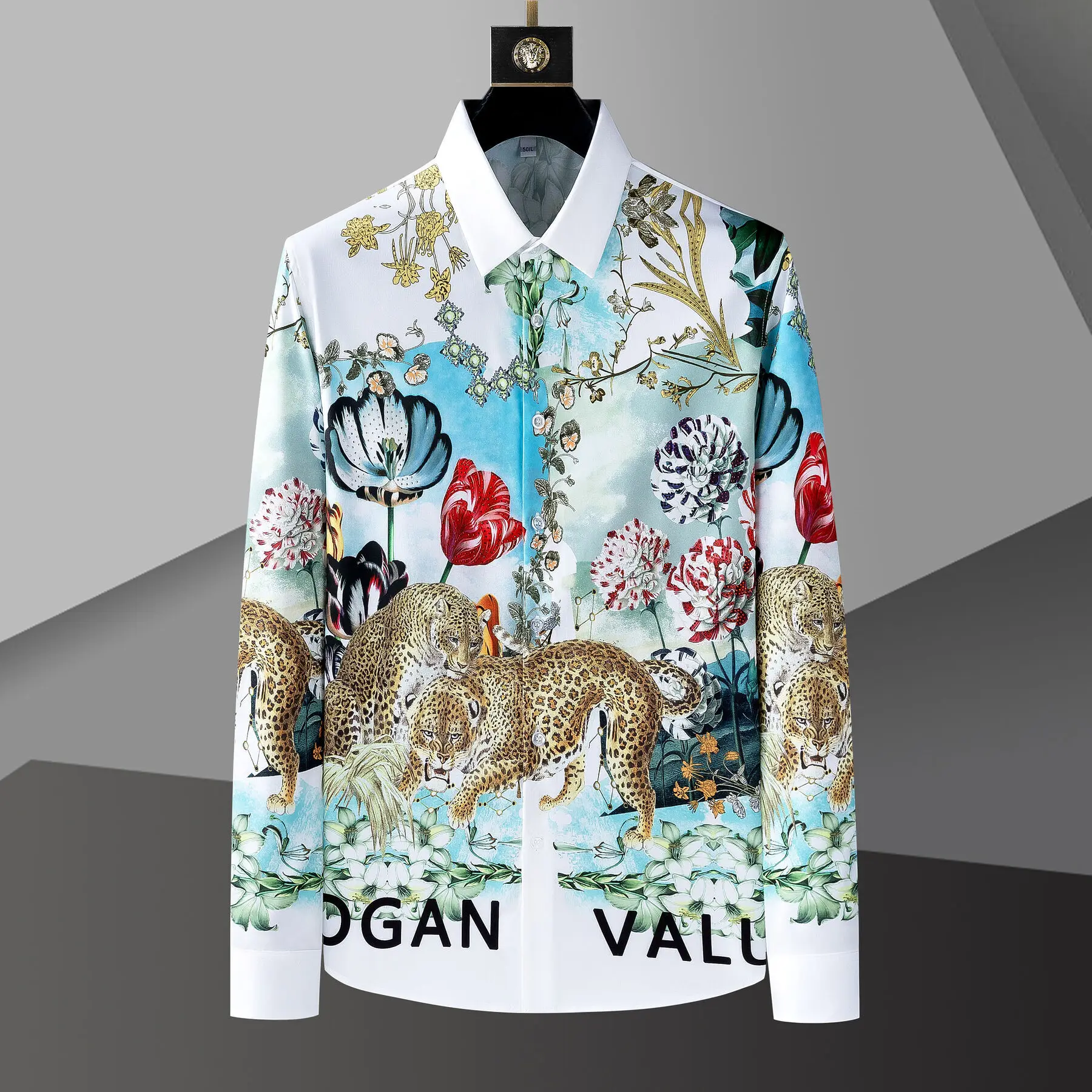 

Plant Flower Animal Rhinestone Shirts For Men Fall Long Sleeve Casual Business Dress Shirt Social Party Tuxedo Chemise Homme