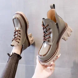 Thick soled boots women's spring and Autumn 2024 new British style round head height single boot Chelsea ankle boots for Womem