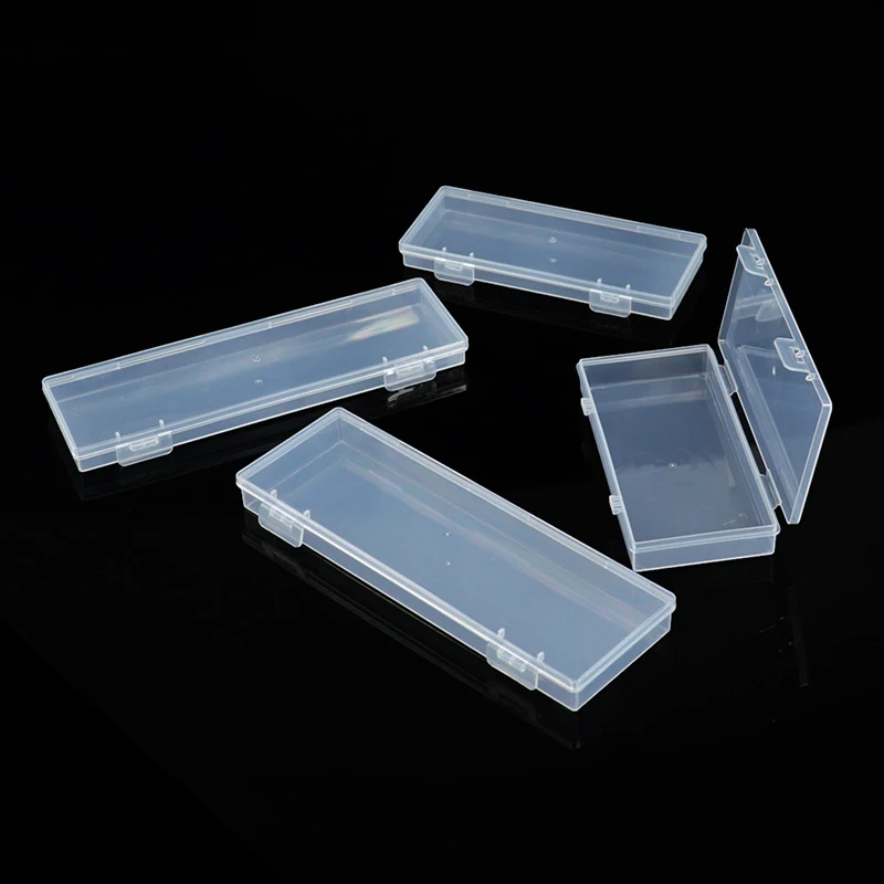 Nail Art Storage Box Nail Parts Organizer Clear Cuboid Plastic Container Packaging Case For Nail Brush File Manicure Tools