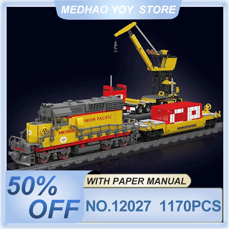 MOULD KING 12027 High-Tech EMD SD40-2 Diesel Locomotive Model Building Blocks Bricks Train Puzzle Toys Christmas Gifts For Kids