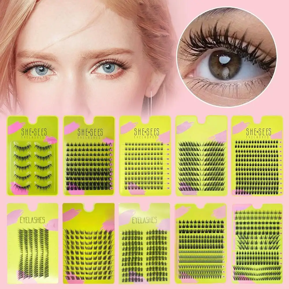 Faux cils naturels en grappe, recourbés, grande capacité, vaporeux, yeux de chat, Volume, Extension de cils, maquillage pour les yeux, moelleux et épais