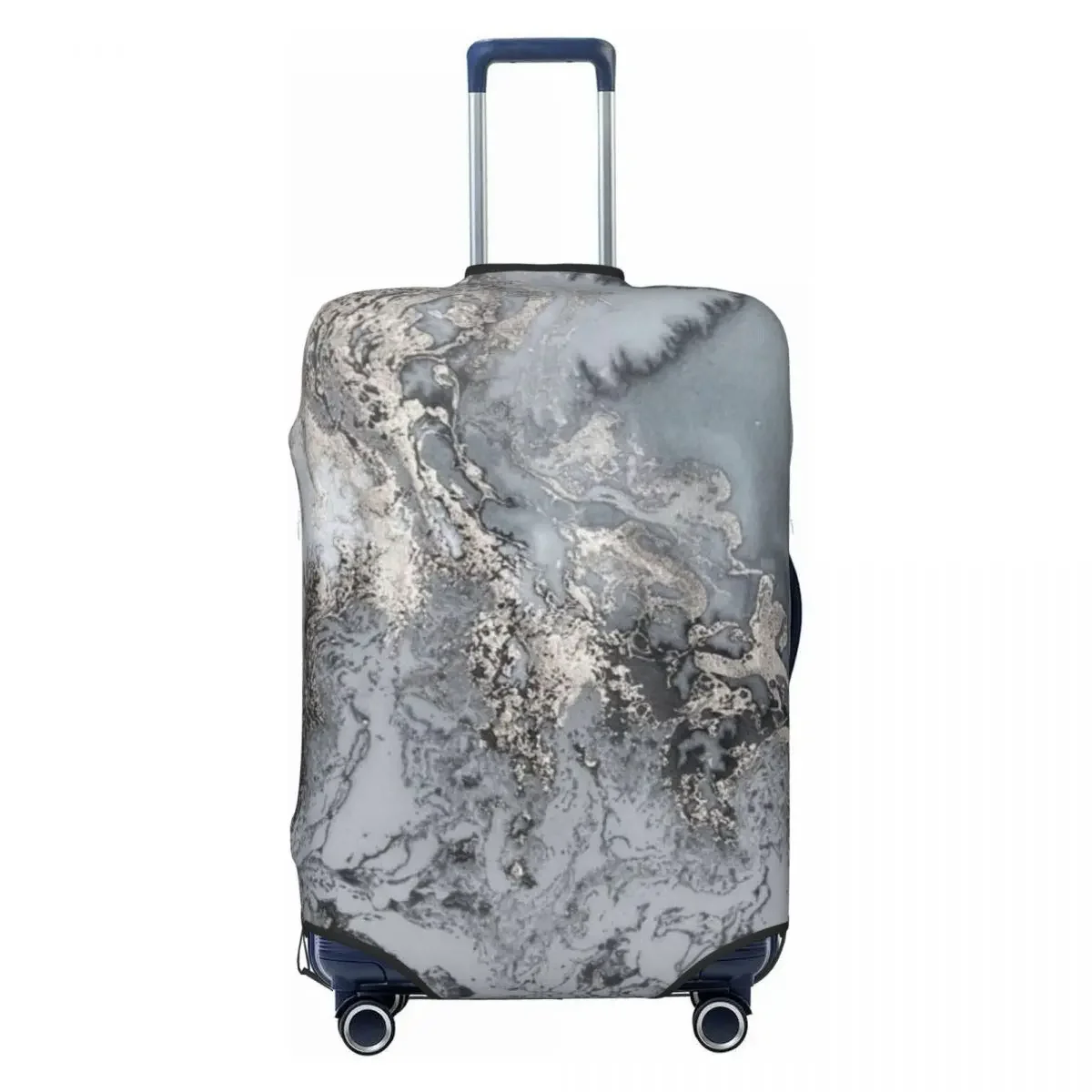 Custom Gray Marble Texture Abstract Pattern Luggage Cover Geometric Graphic Travel Suitcase Protective Covers Fits 18-32 Inch