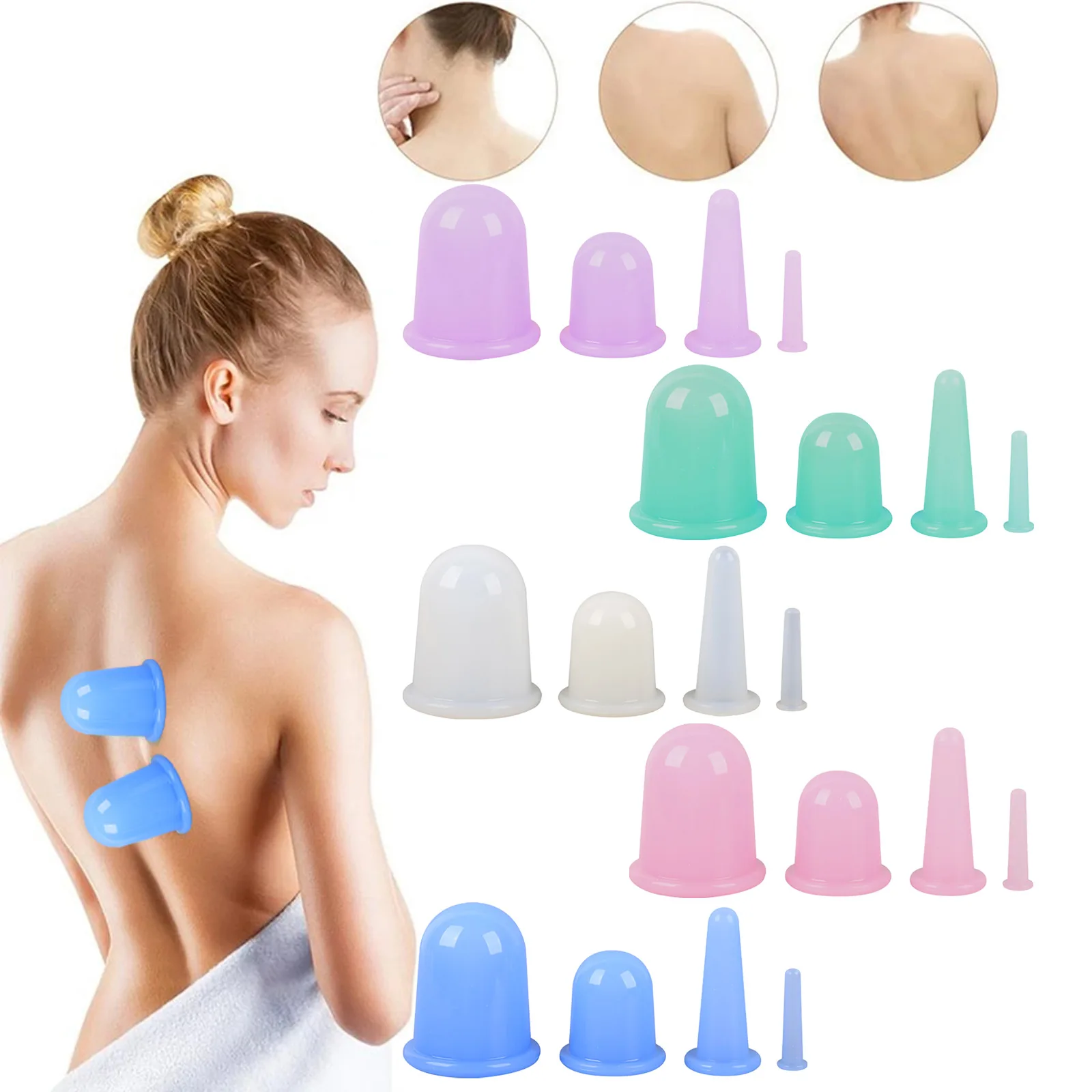 

ZHOGNYAN TAIHE Cupping Therapy Sets 4Pcs Silicone Cupping Set Cellulite Remover Vacuum Suction Massage Cups for Relieve Pain