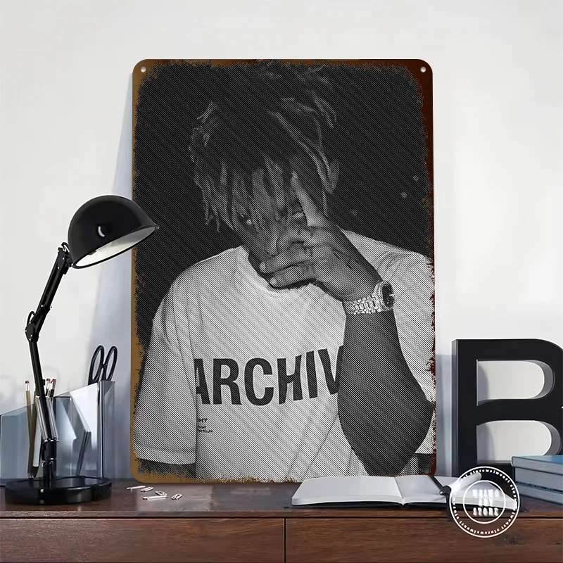Juice WRLD Tinplate Posters Customizable Wall Art Retro Vintage Metal Signs for Home Room Office Decoration Gaming Desk Decor