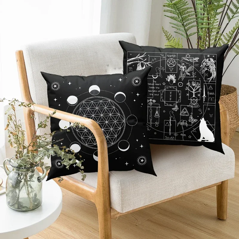 45X45CM New Wheel of the Zodiac Astrology Chart Cushion Case Pillowcase Home Sofa Office Cushion Pillow Cushion Cover Wholesale