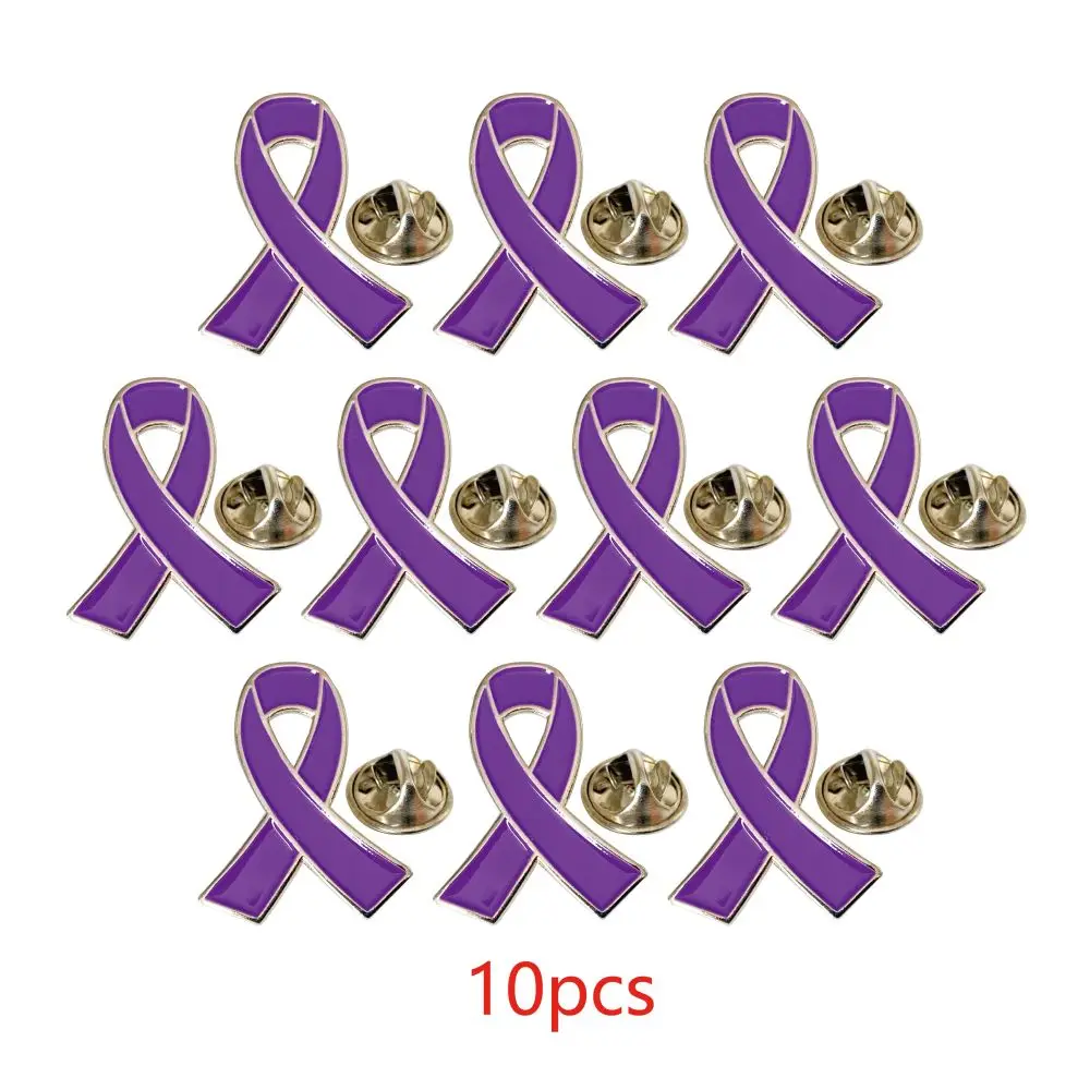 5/10/50/100 Stück lila Band Anstecknadel Domestic Violence Awareness Brosche Alzheimers Epilepsy Lupus Cancer Awareness Pins