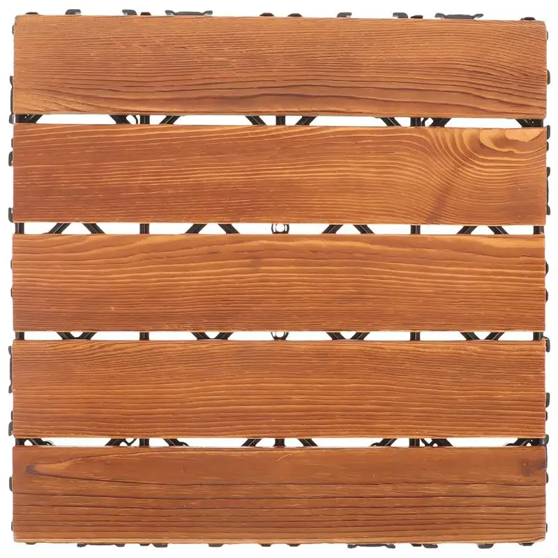 Wooden Patio Floor Tile Balcony Interlocking Flooring Outdoor Flooring Decoration for Patio Yard Garden Deck 29.00X29.00X2.30cm