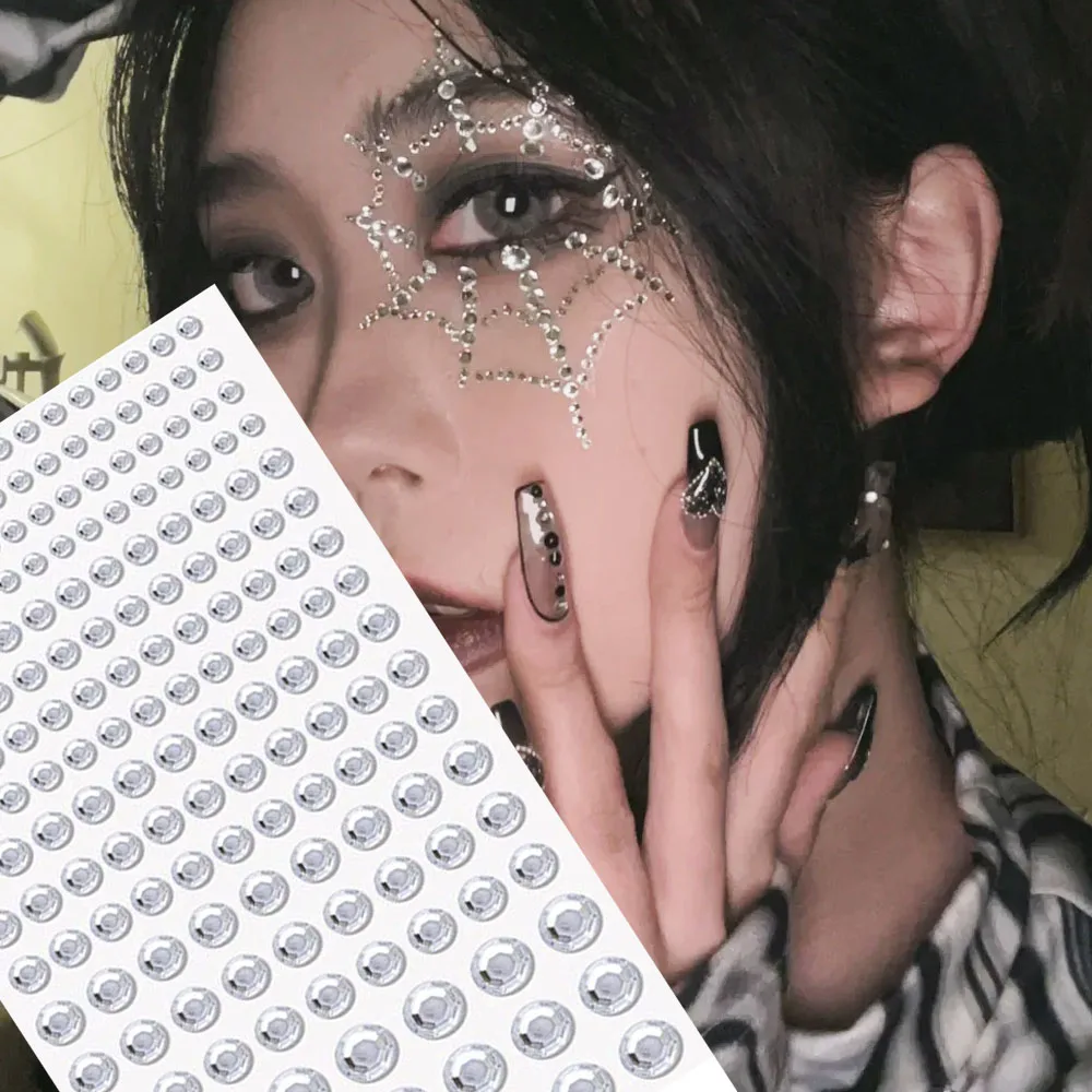 

Хэллоуин 3D смешанный прозрачный горный хрусталь наклейка для макияжа лица смешанный размер круглый драгоценный камень для тела временная татуировка наклейка кристалл слайдер для ногтей